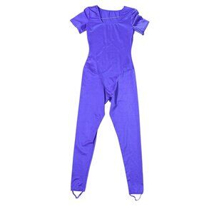 1980s purple unitard full body suit Size M